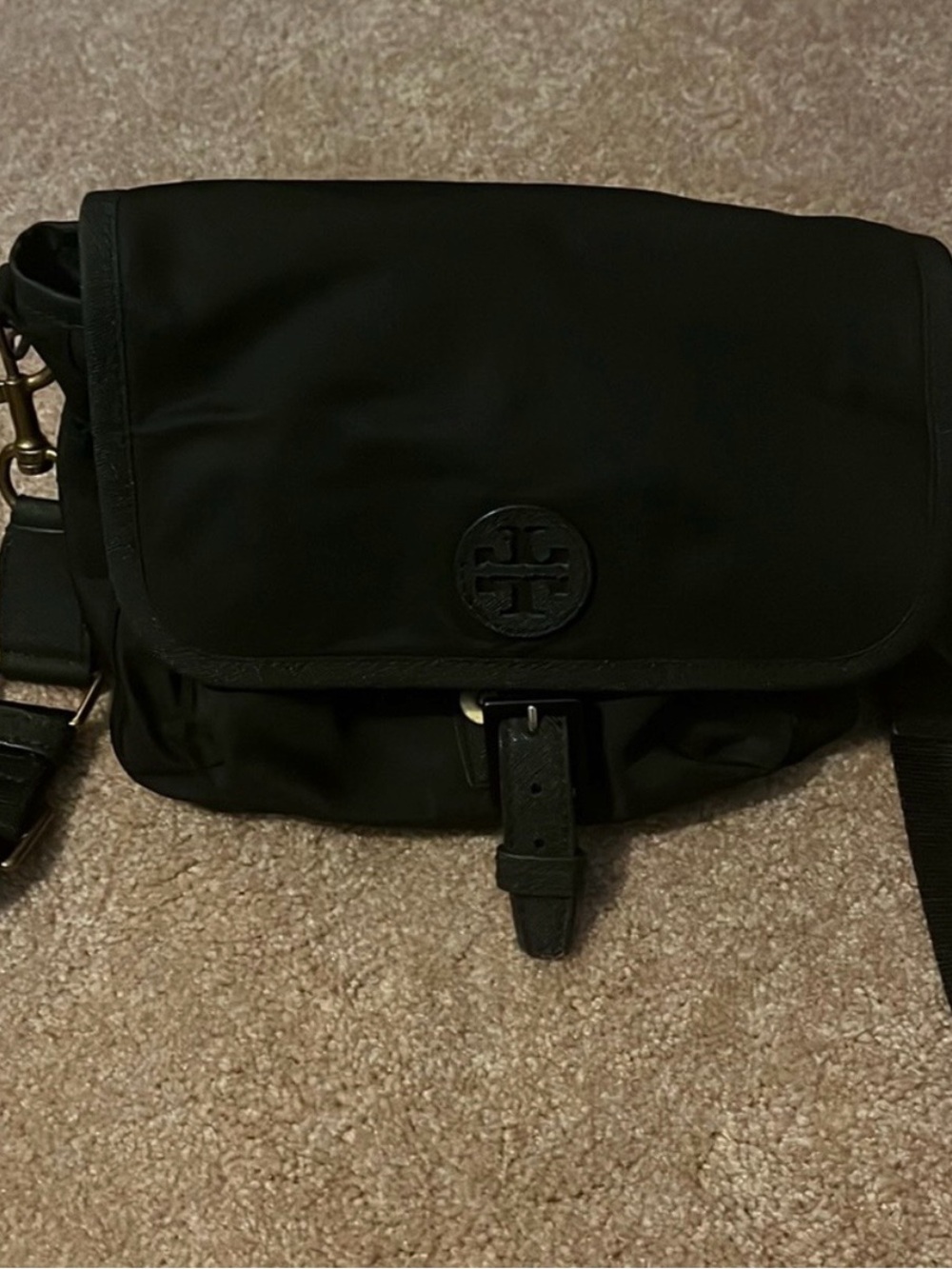 Tory Burch Black Nylon Messenger Crossbody